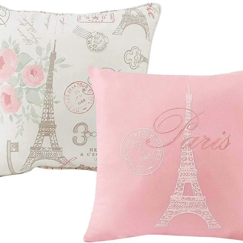 Paris Comforter Set 5-Piece White City of Romance Microfiber King Comforter Set